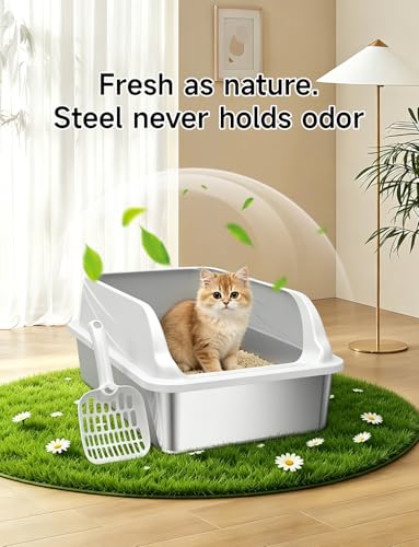 2PACK Stainless Steel Litter Boxes with Lid (Grey XL 2PACK)