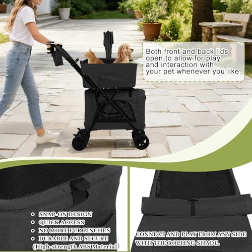 Pet Stroller for Dogs and Cats (Double-Black)