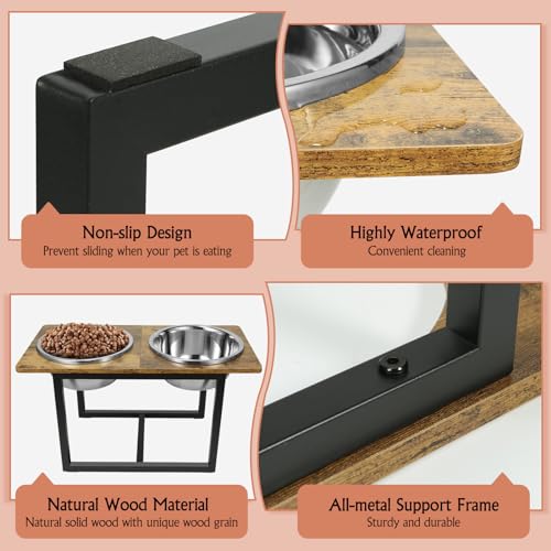 Elevated Dog Bowls (Rustic Brown)