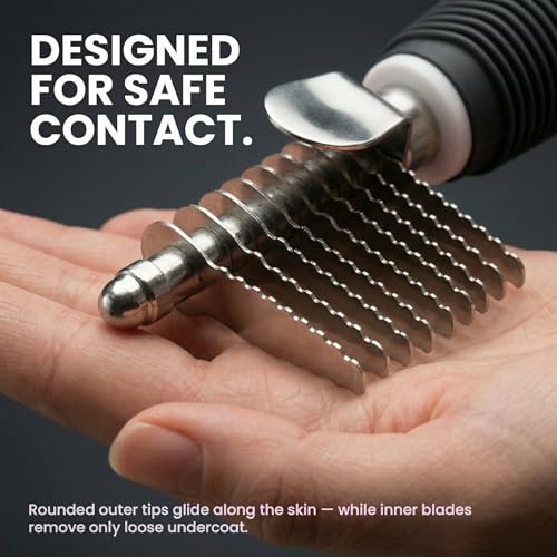 Poodle Dematting Fur Rake Comb Brush for Dogs and Cats (Black / Dematting Comb)