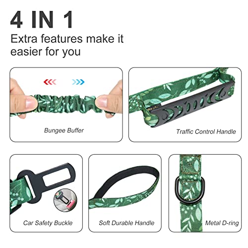 Tactical Bungee Shock Absorbing No Pull Dog Leash (Leaves)