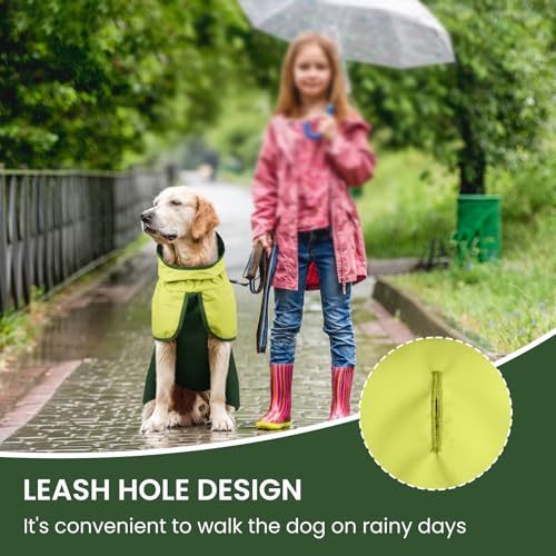 Dog Raincoat Waterproof Rain Jacket with Hood (XXL(Back Length23.6") / Green)