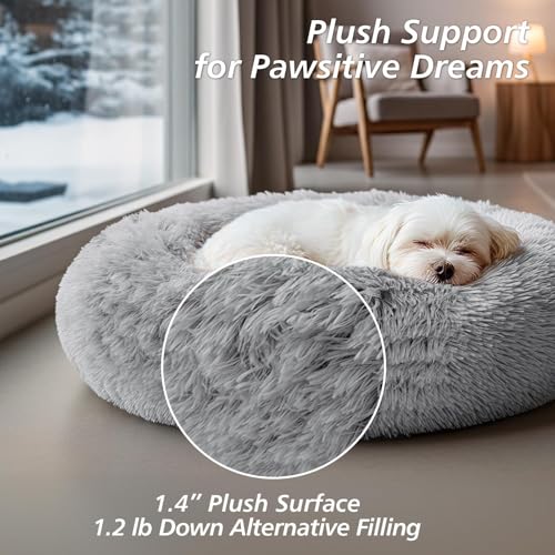 Calming Dog Bed Medium Size Dog (01 - Smoke Grey / 31.0"L x 31.0"W x 8.0"Th)