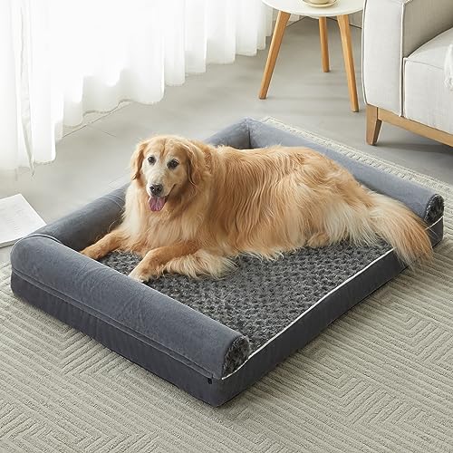 Orthopedic Washable Large Dog Bed for Senior Dog Comfy Sleep (28"l x 23"w x 6.5"th / Dark Grey)