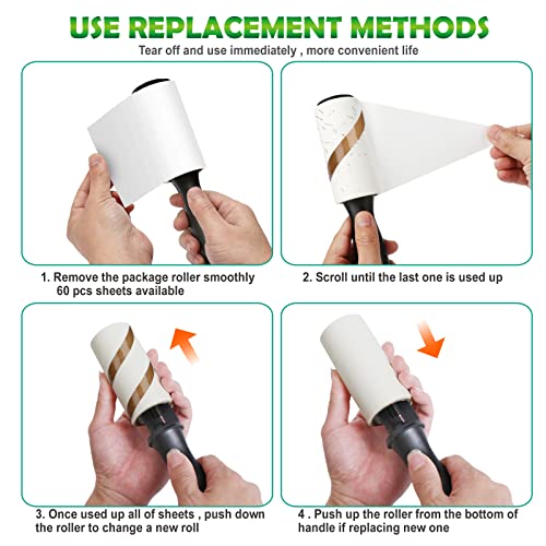 Lint Roller for Pet Hair (4 Handles + 8 Refills)