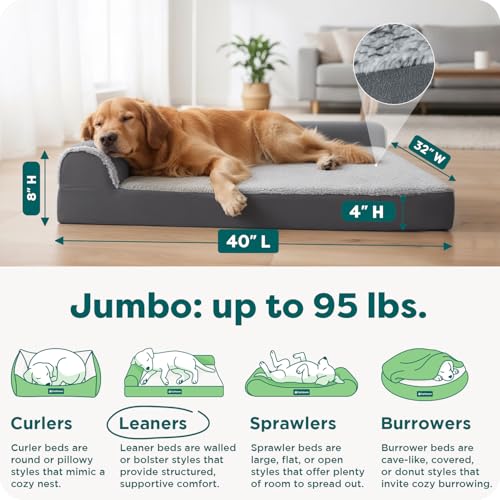 Orthopedic Dog Bed for Large Dogs w (Jumbo / Stone Gray)