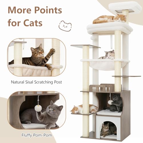 Modern Cat Tree Tower (70.9 inches / Rustic Gray)