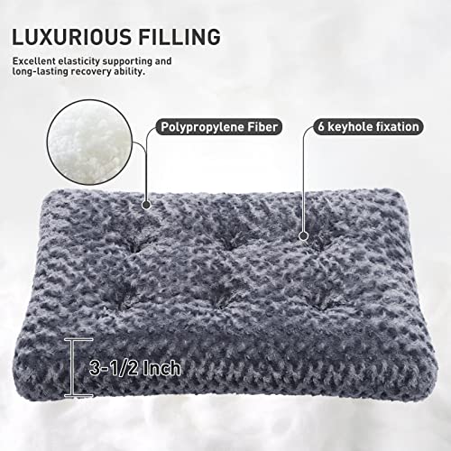 Washable Dog Bed Medium Size Dog Crate Bed Pet Mat 35"x23" Dark Gray (Dark Grey / 35.0"L x 23.0"W x 3.5"Th)