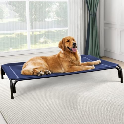 Outdoor Elevated Dog Bed for Large Sized Dogs (L(43.30"x31.90"x8.00") / Navy Blue)
