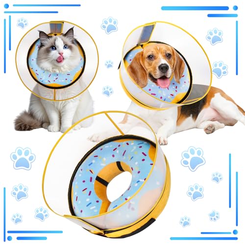 Inflatable Dog Cone Collar with Detachable Enhanced Anti (Blue / L（neck 14"-18"）)