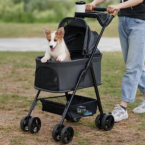 3 in 1 Dog Stroller (Dark Gray / 3 in 1 Small)