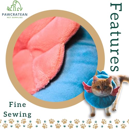 Adjustable Comfy Flower Style Elizabeth Collar for Cats Puppies Soft Recovery Cone Pet Protective Neck Collar (Blue Angel Wing / Medium)