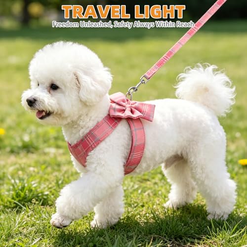 Small Dog Harness and Leash Set (PINK / S (Chest Girth: 13.8"-15.7"))