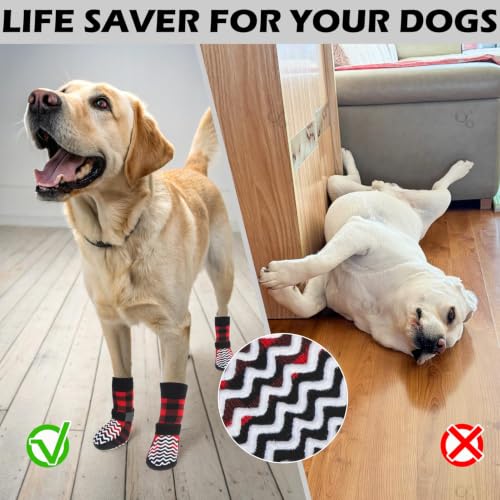 Anti Slip Dog Socks to Prevent Licking Paws for Hot Pavement (Red & Black / Small)