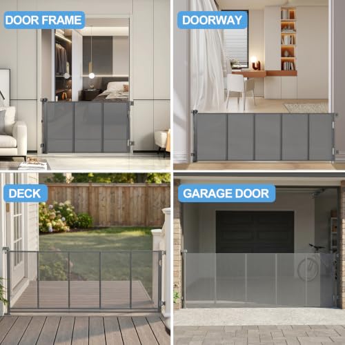 Retractable Baby Gate (Gray / 33x165 Inch)