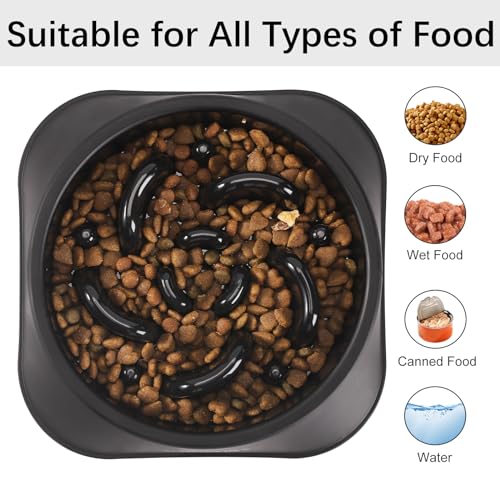 1 Pack Slow Feeder Dog Bowls (H-Black / Medium)
