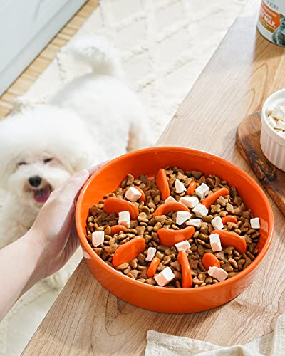 Dog Bowls Slow Feeder Ceramic (Sun Orange / M-1.5 Cups)