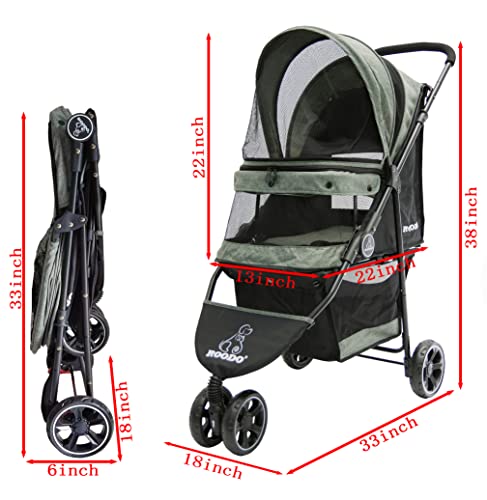 3 Wheel Dog Pet Cat Stroller Best Lightweight Foldable Compact Portable Jogger All Terrain Travel Pet Gear Puppy Kitty Stroller for up to 30lbs Medium Small Dogs and Cats (Cationic ash)