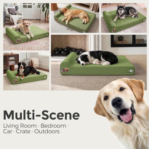Orthopedic Dog Beds for Extra Large Dogs (XX-Large / Canvas-Green)