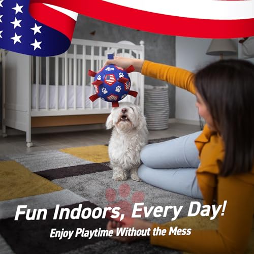 Dog Toys Soccer Ball with Straps (Flag / 8 Inch)