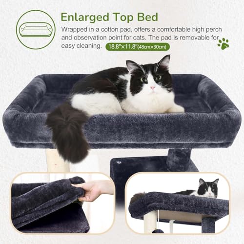 Cat Tree Tower with Scratching Post for Indoor Cats (Dark Grey / L)