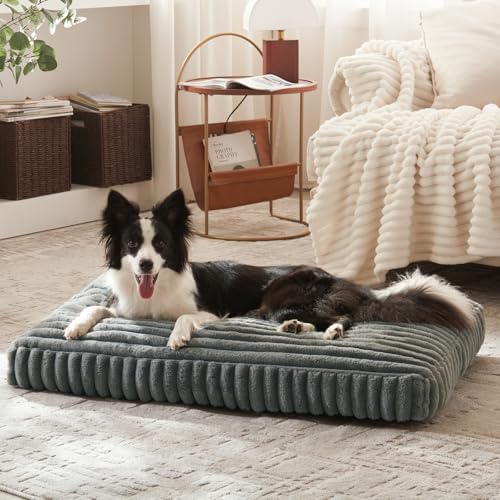 XL Dog Bed Flat Pet Beds with Removable Washable Cover (Grey / XL(42"x27"x4"))