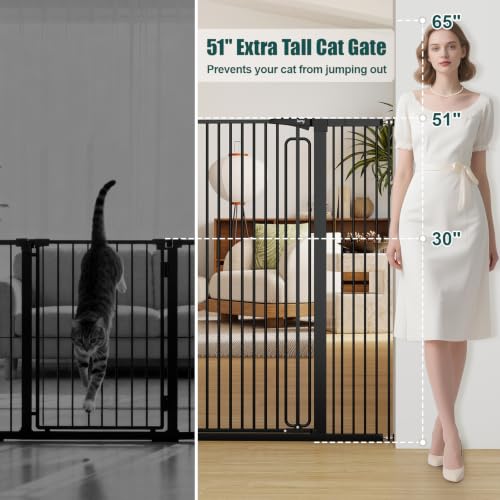 51" Extra Tall Pet Gate (Black / 29.7-46"Wide, 51"Tall)
