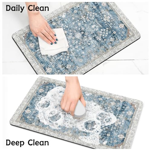 Pet Food Mats for Floor (Blue / 32"l X 24"w)