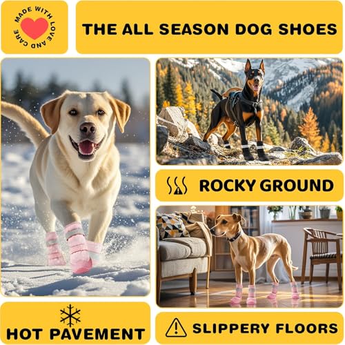 Dog Shoes for Dogs (Light Pink / Width 2.16 in)