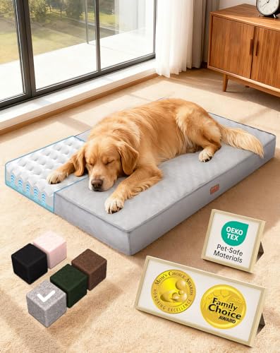 Orthopedic Waterproof Large Dog Bed (41" x 28" x 4" (For Crate) / 01-Gray)