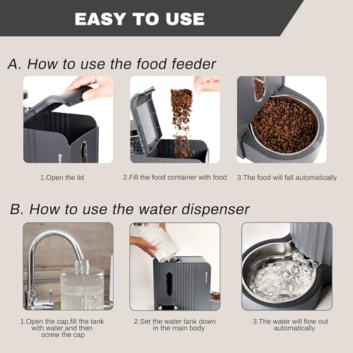 Gravity Automatic Cat Feeder (Large (0.8 Gallon x 2) / Black Grey)