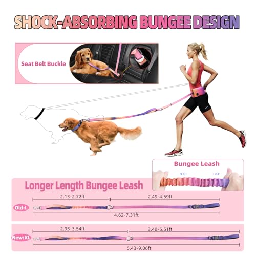 Hands Free Dog Leash with Zipper Pouch (Mistyrose)