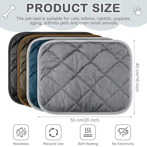 4 Pack Self Heating Cat Pad Self Warming Dog Mat Reflects Body Heat Extra Warm Thermal Pet Pad Washable Dog Cat Bed Crate Bed Mat Blanket (16 x 20 Inch / Mixing Colors)