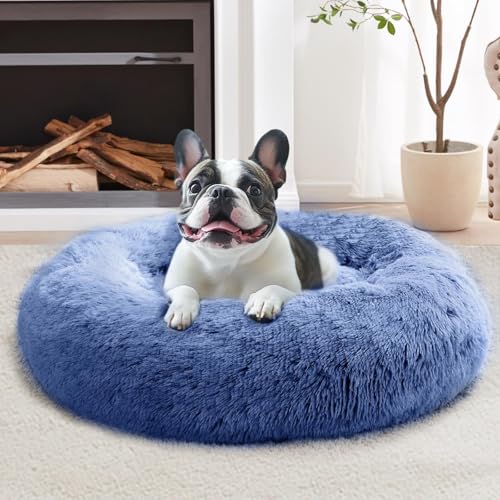 Calming Dog Bed Medium Size Dog (Navy Blue / 31.0"L x 31.0"W x 8.0"Th)