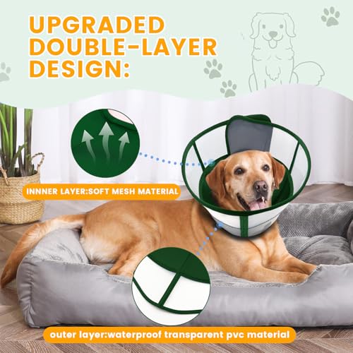 Dog Cone to Stop Licking (XXL (Neck: 21.3-24.0") / Dark Green)