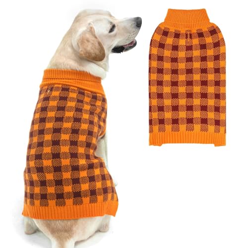 Dog Sweaters for Large Medium Small Dogs (M - Chest 22", Back 16" / Orange)
