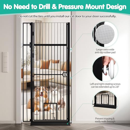 71 Inch Extra Tall Pet Gate with Cat Door