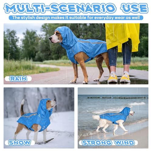 Blue Dog Raincoat with Reflective Strip Hoodie (M / Blue)