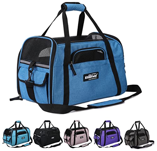 Soft Sided Pet Carrier for Cats & Small Dogs (21.0"L x 12.0"W x 13.0"H / Sapphire Blue)