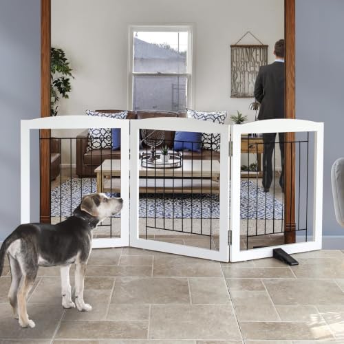 Freestanding Dog Fence Indoor (White / 【3 Panels】60''w x 24''h)