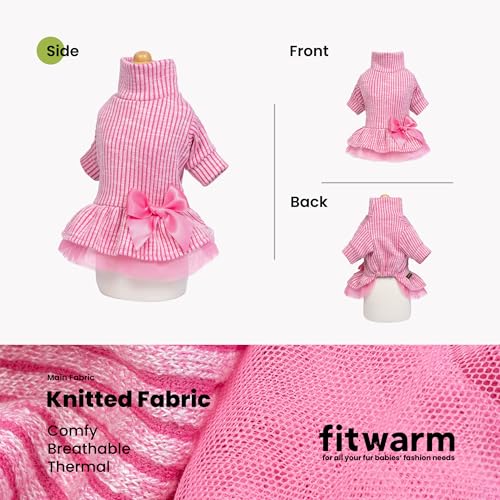 Ribbed Knitted Dog Tutu Dress (X-Small / Light Pink)