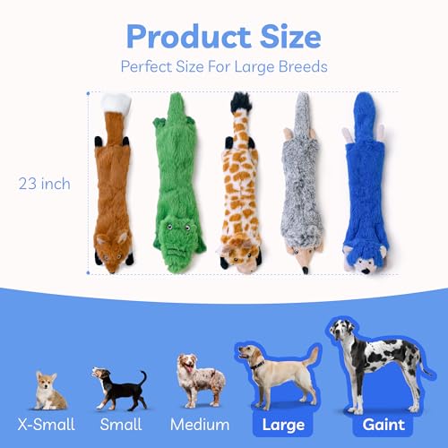 Dog Squeaky Toys No Stuffing 5 Pack (Large / Fur Plush-5 Pack)