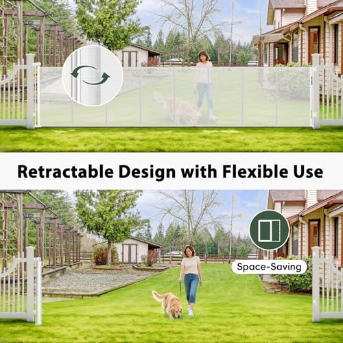 250" Extra Wide Retractable Dog Gate Outdoor Retractable Gate for Driveway (White / (48" Tall x 250" Wide))