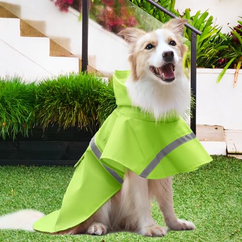 Large Dog Raincoat Adjustable (Medium (Pack of 1) / Green)