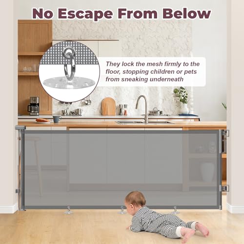 78" Retractable Extra Wide Baby Gates for Stairs (Gray / 34" Tall x 78" Wide)
