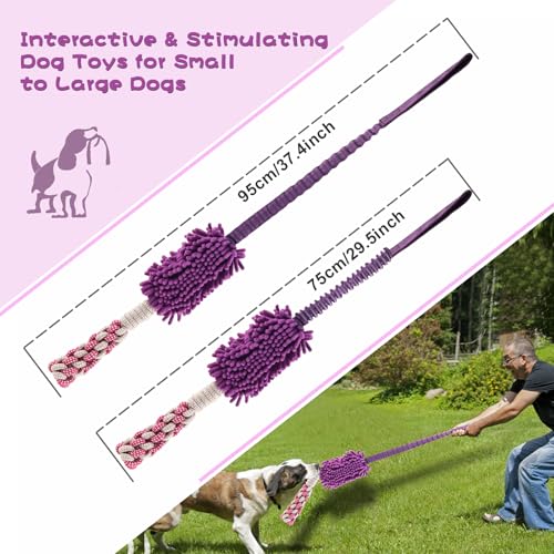 Dog Puppy Toys Dog Squeak Toys Plush Dog Toy with Dog Ropes Knots for Fun and Teeth Cleaning (Purple / Dog Bite Stick Toy)