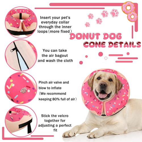 Inflatable Cone Collar for Large Medium Small Dogs (Pink / M+（neck 11"-14"）)