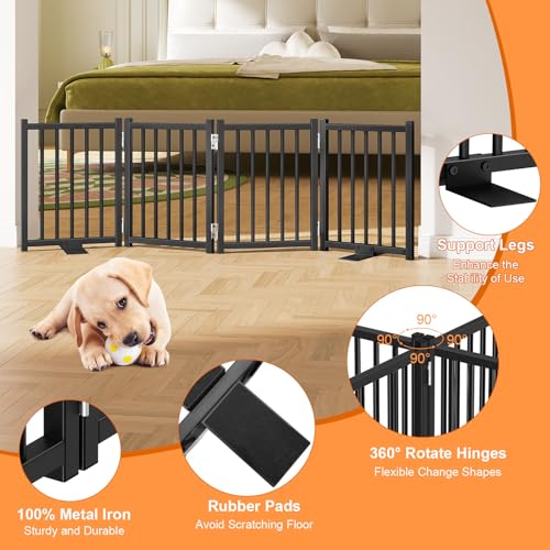 Short Dog Gate Indoor (Black / 4 Panel-16''H, Up to 48’’ W)