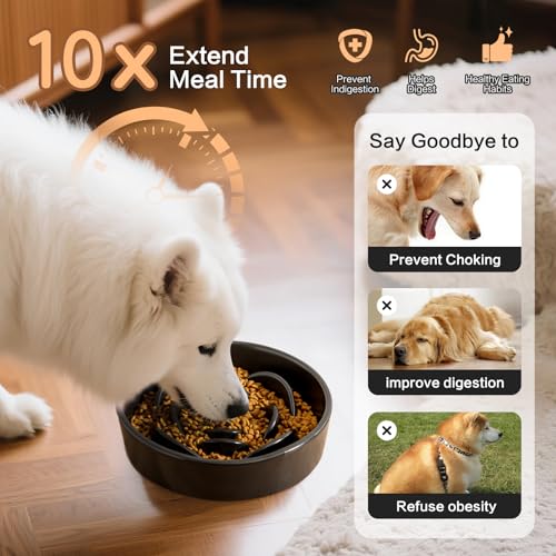8.25'' Ceramic Slow Feeder Dog Bowls (8.25 inch / Black)