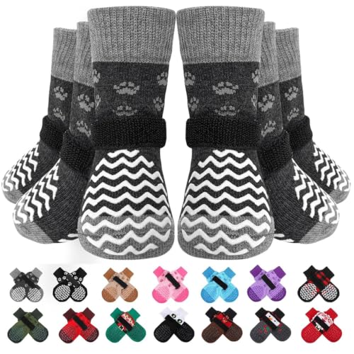 Anti Slip Dog Socks to Prevent Licking Paws for Hot Pavement (Grey / X-Small)